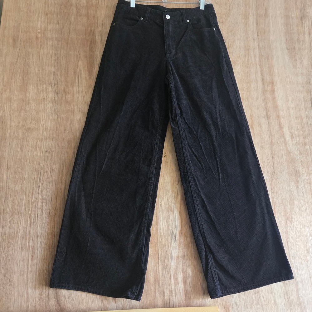 Black Corduroy Wide Leg Pants Size 4 High Waisted 5-Pocket Skater Streetwear